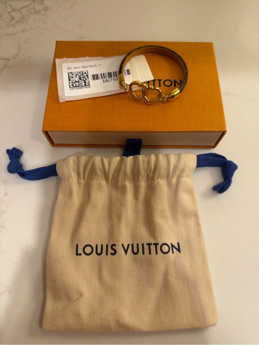 Louis Vuitton Say Yes Monogram Bracelet Size 17 M6758F Box Dust Bag